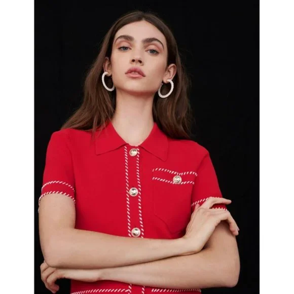 Maje Ross Contrast Knit Dress Women